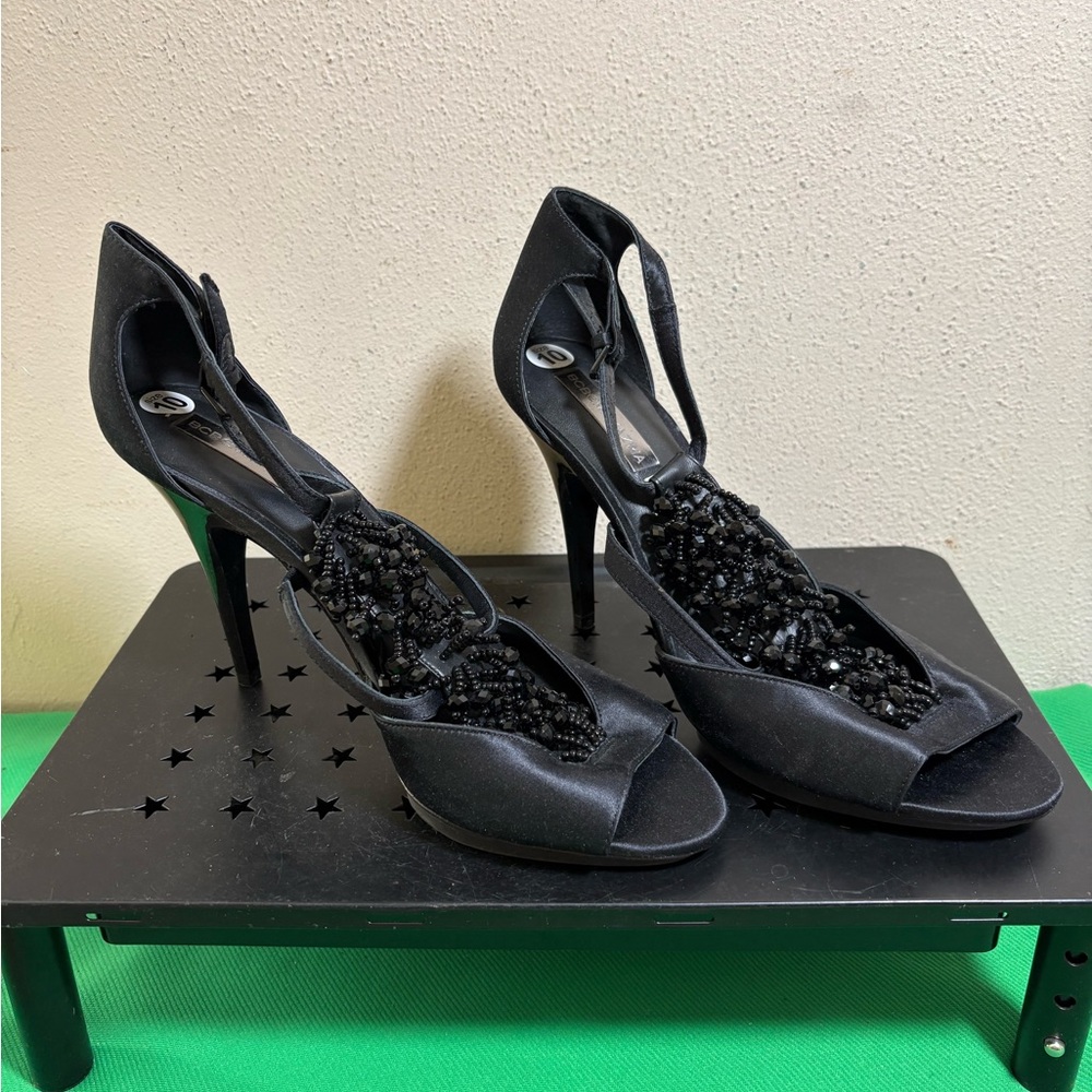 BCBGMaxAzria Black Beaded Heels size 10